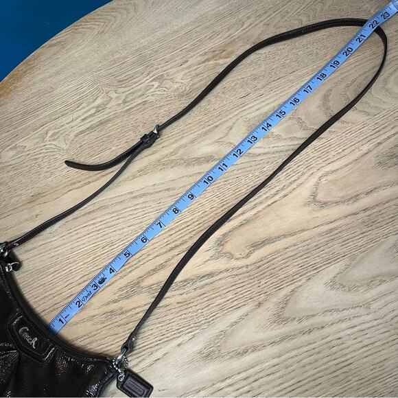 COACH Ashley Chocolate Brown Patent Leather Pebbled Small Crossbody Purse - Picture 11 of 11